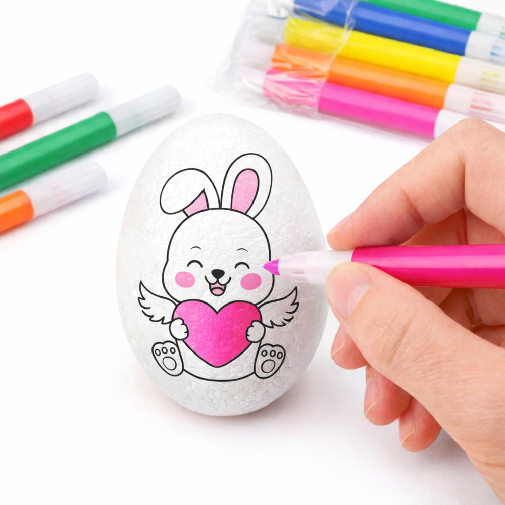 Easter Styrofoam Eggs For Painting Markers Rabbit Pattern E 6pcs