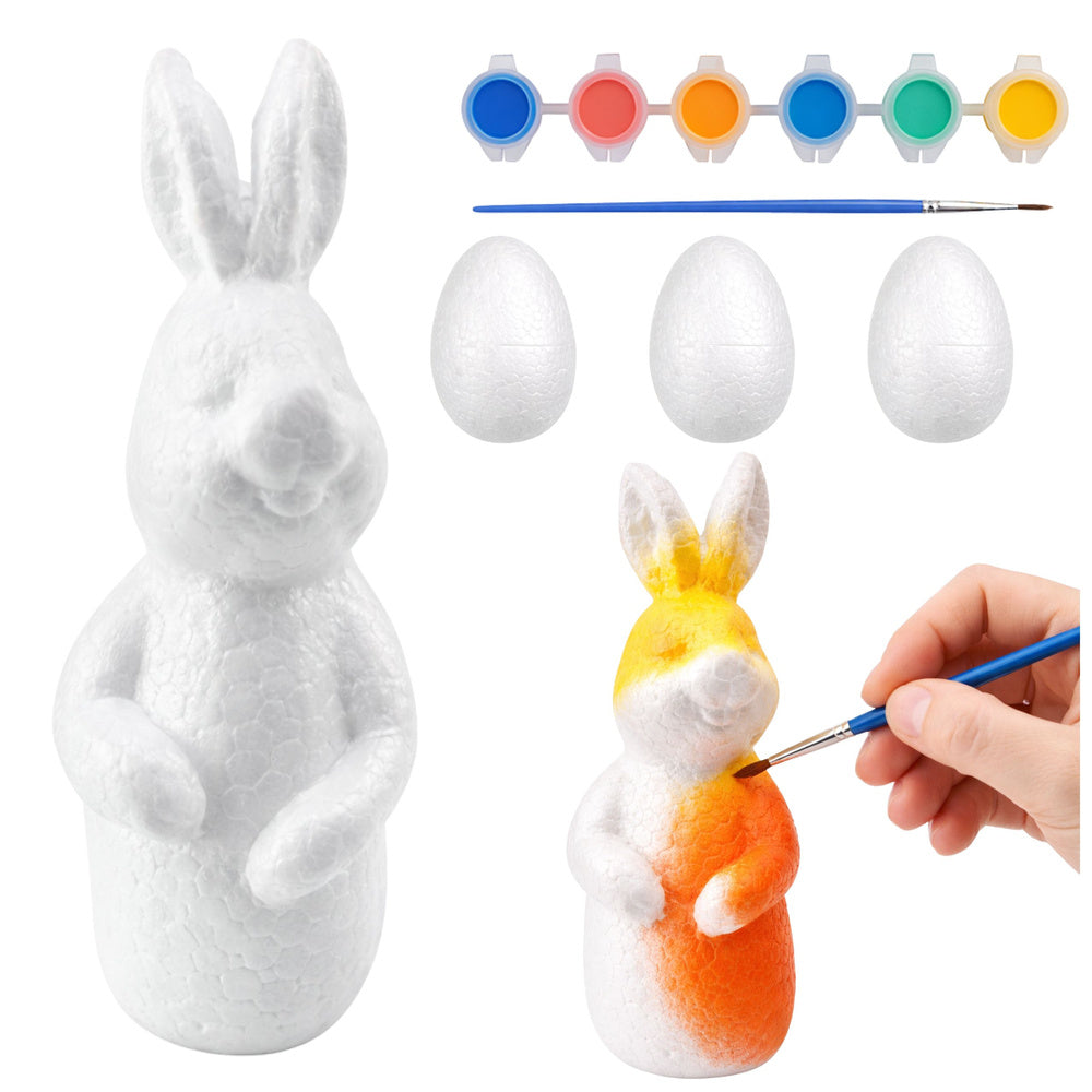 Bunny Styrofoam Decoration Painting Kit 3 Eggs Paint