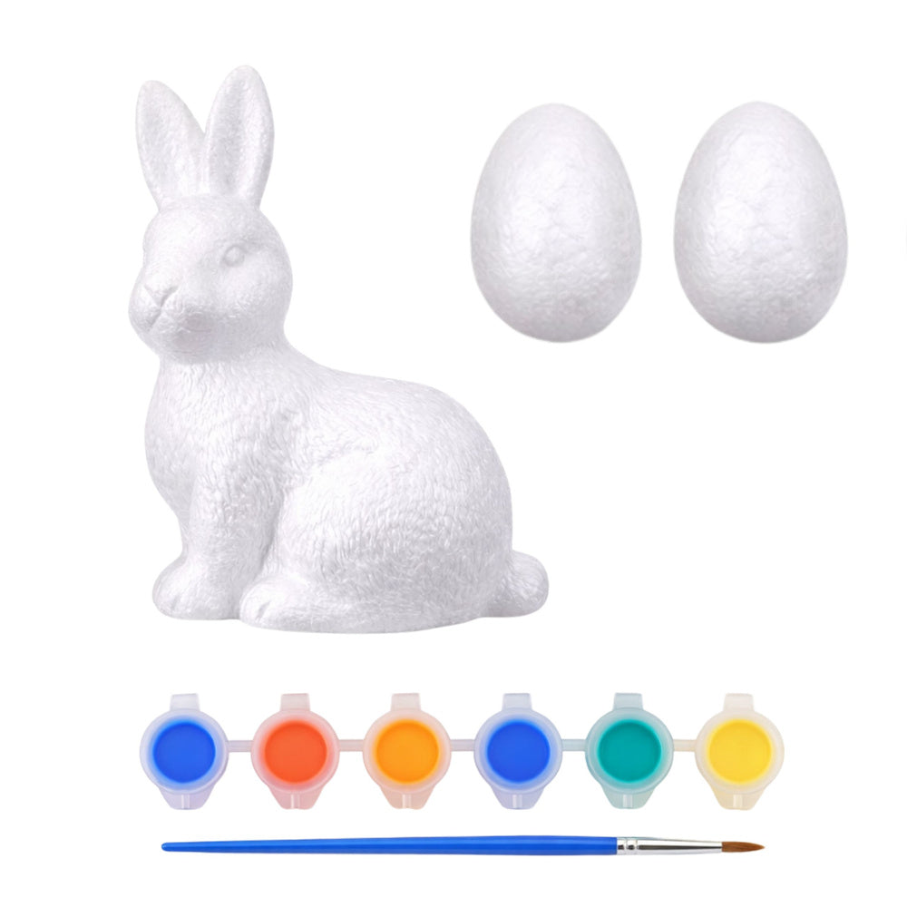 Bunny Styrofoam Decorations Painting Kit 2 Eggs Paints