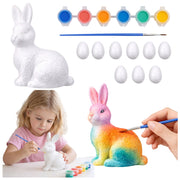 Easter Set Styrofoam Eggs 9pcs Bunny Figurine Paints