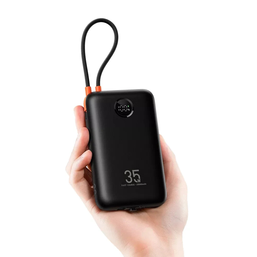 Powerbanka VEGER 20000 mAh s vestavěnými kabely Type C / Lightning PD QC3.0 35W K2 (W2068) černá