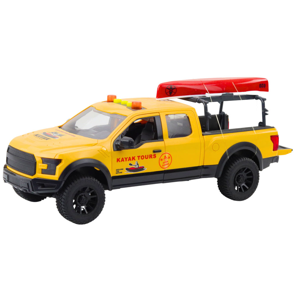 Auto za igru Pickup sa kajakom u transportu 1:12 - žuti