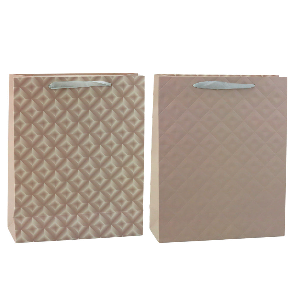 Embossed Beige Gift Bag 32 x 26 x 10cm