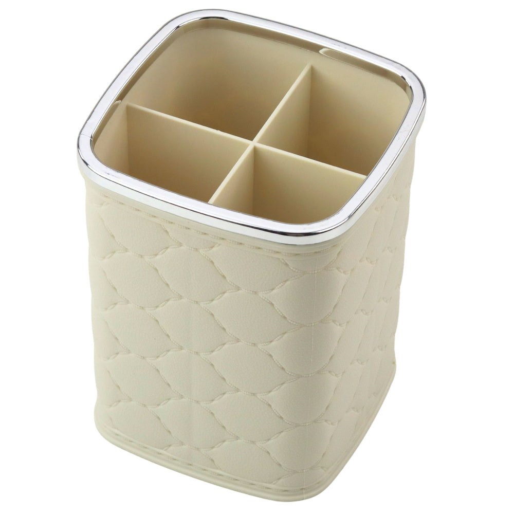 Brush Organizer, Four Compartments, White, 12 x 9.5cm