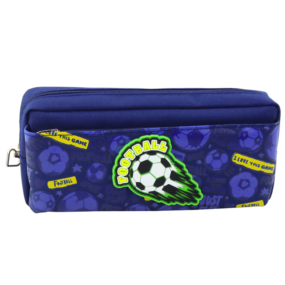Pencil Case School Organizer with Football Navy Blue