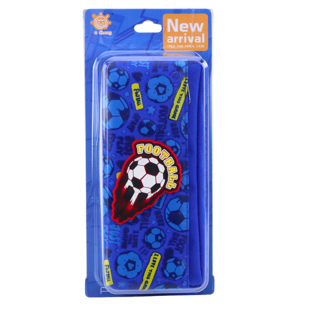 Pencil Case School Organizer with Football Blue