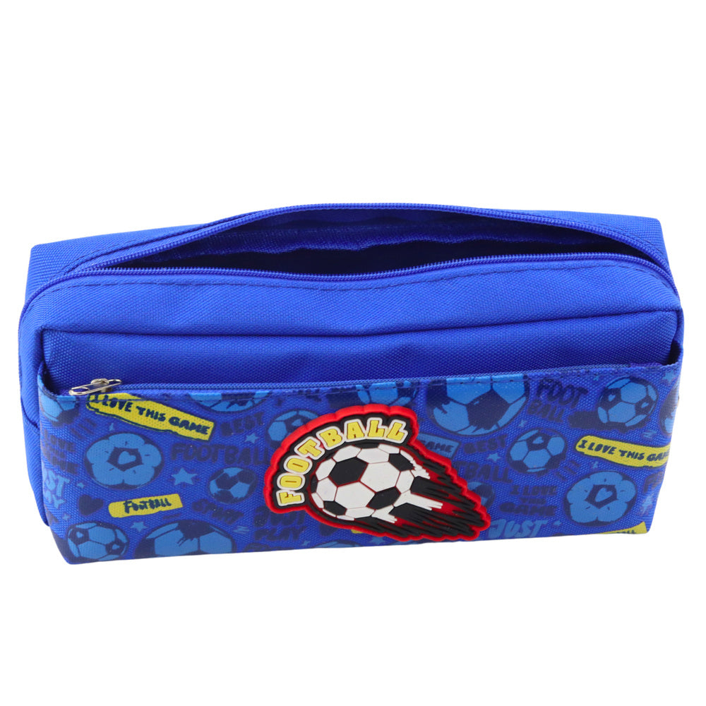 Pencil Case School Organizer with Football Blue