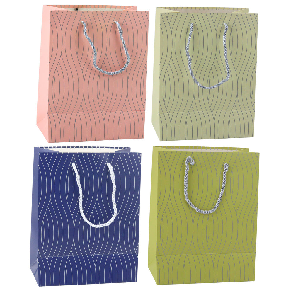 Paper Gift Bag Silver Wavy Lines 23 x 18 x 10.5 cm