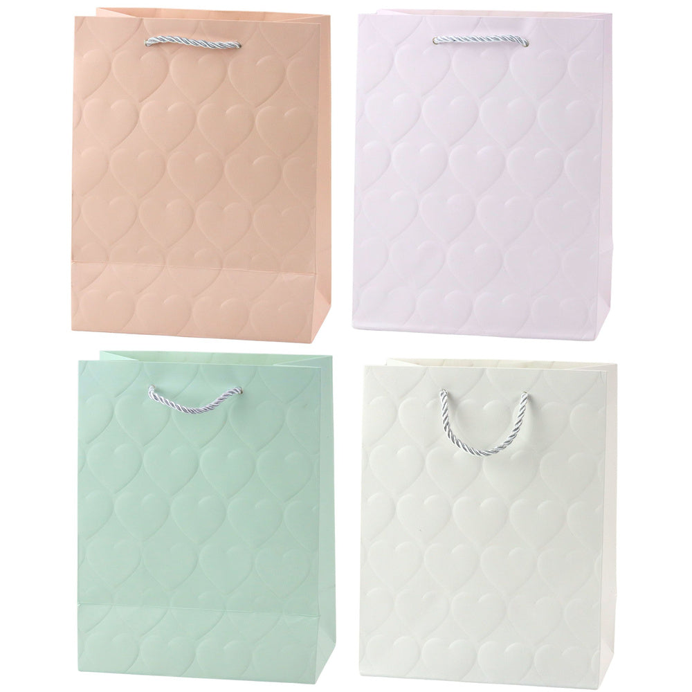 Elegant Gift Bag Embossed Hearts 23 x 18 x 10.5 cm