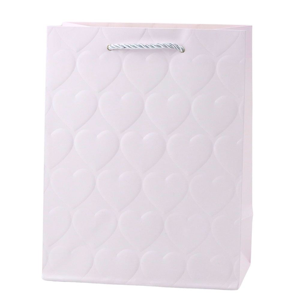 Elegant Gift Bag Embossed Hearts 23 x 18 x 10.5 cm
