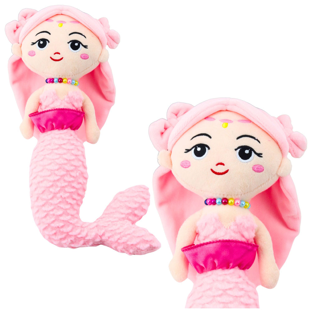 Plišana igračka sirena s pletenim repom 32 cm - roza