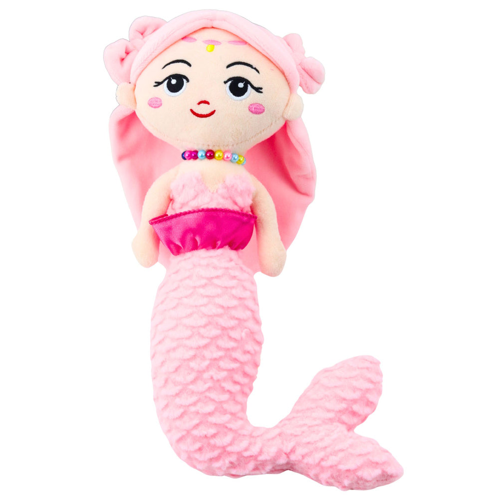 Plišana igračka sirena s pletenim repom 32 cm - roza
