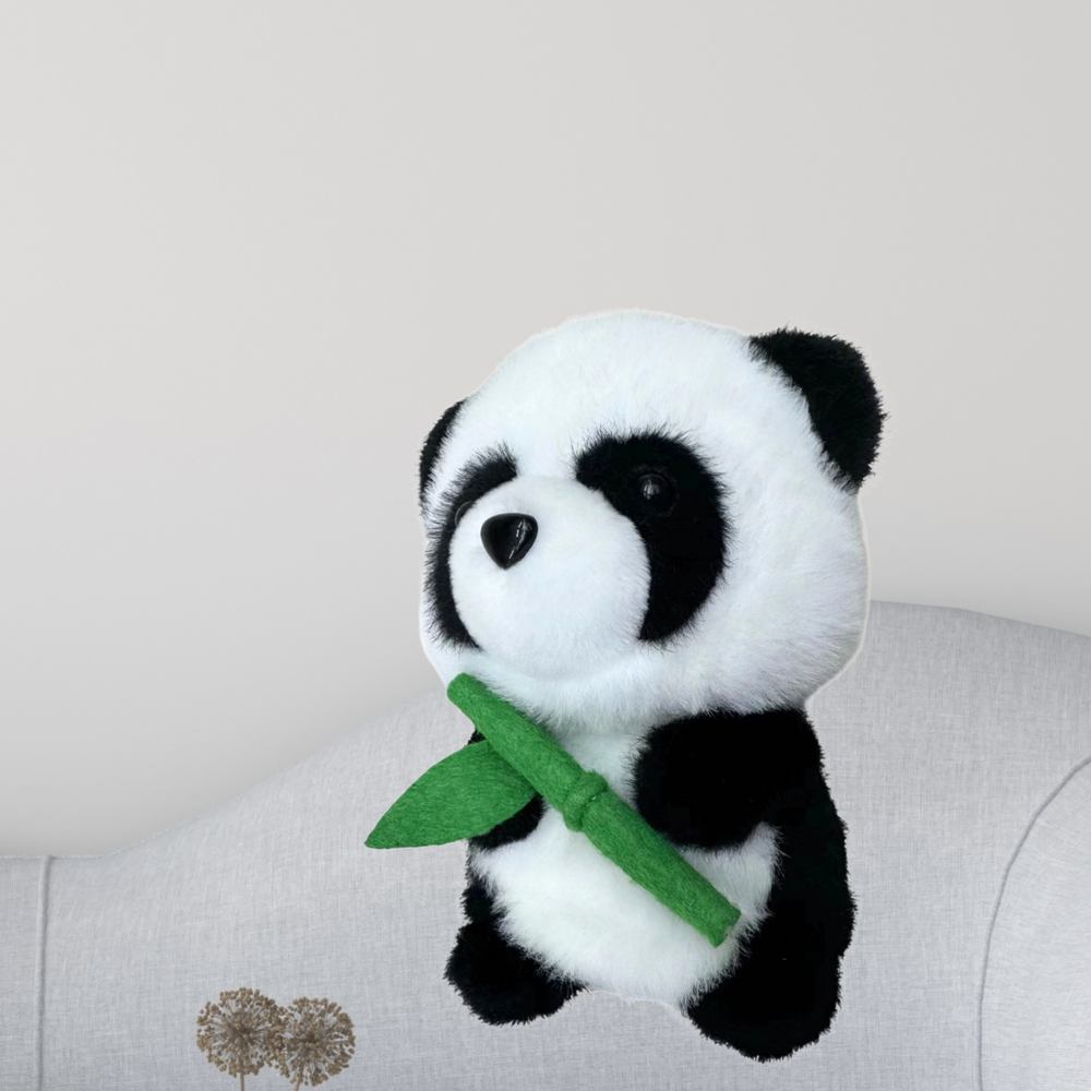 Plišana igračka panda s bambusom 18cm - crno/bijela
