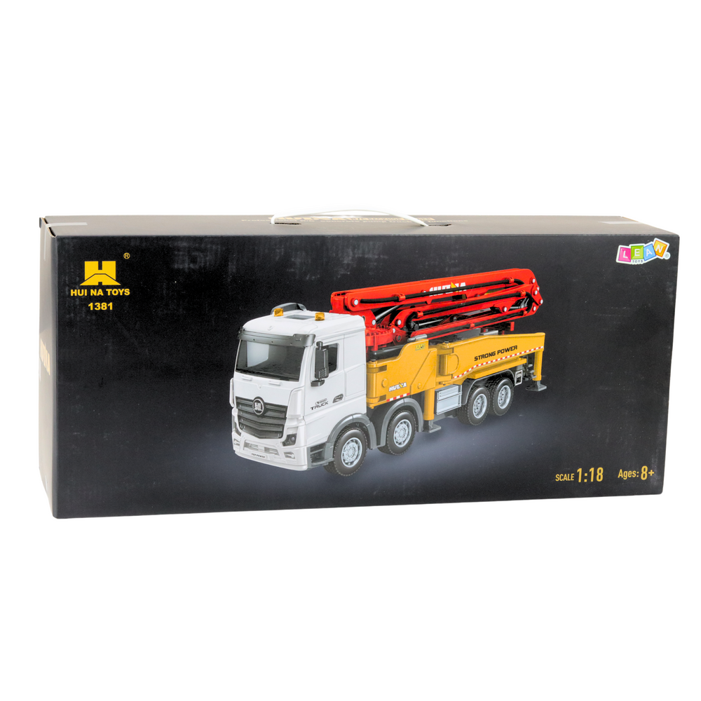 Kamion sa pumpom za beton na daljinsko upravljanje Huina 1:18 - žuto/crveni