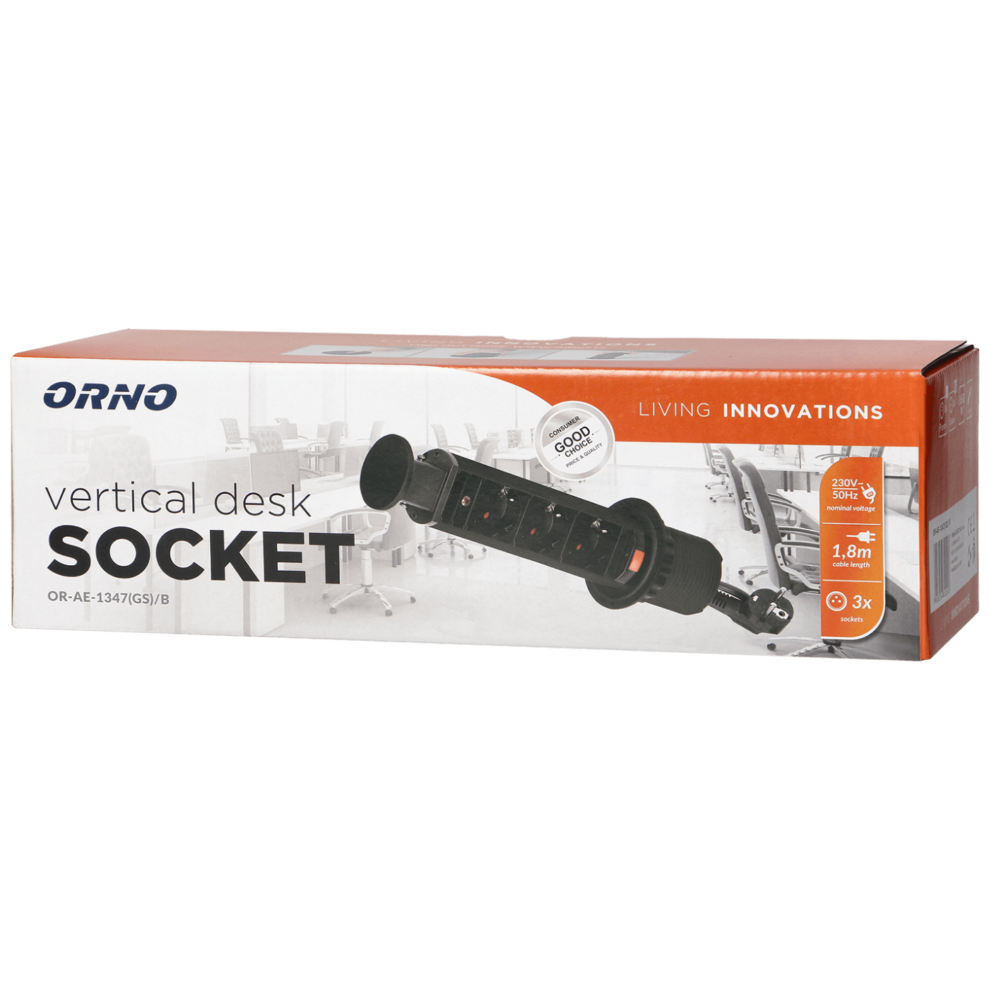 Orno Prodlužovací kabel se 3 x zásuvkami Schuko, vestavný - OR-AE-1347(GS)/B