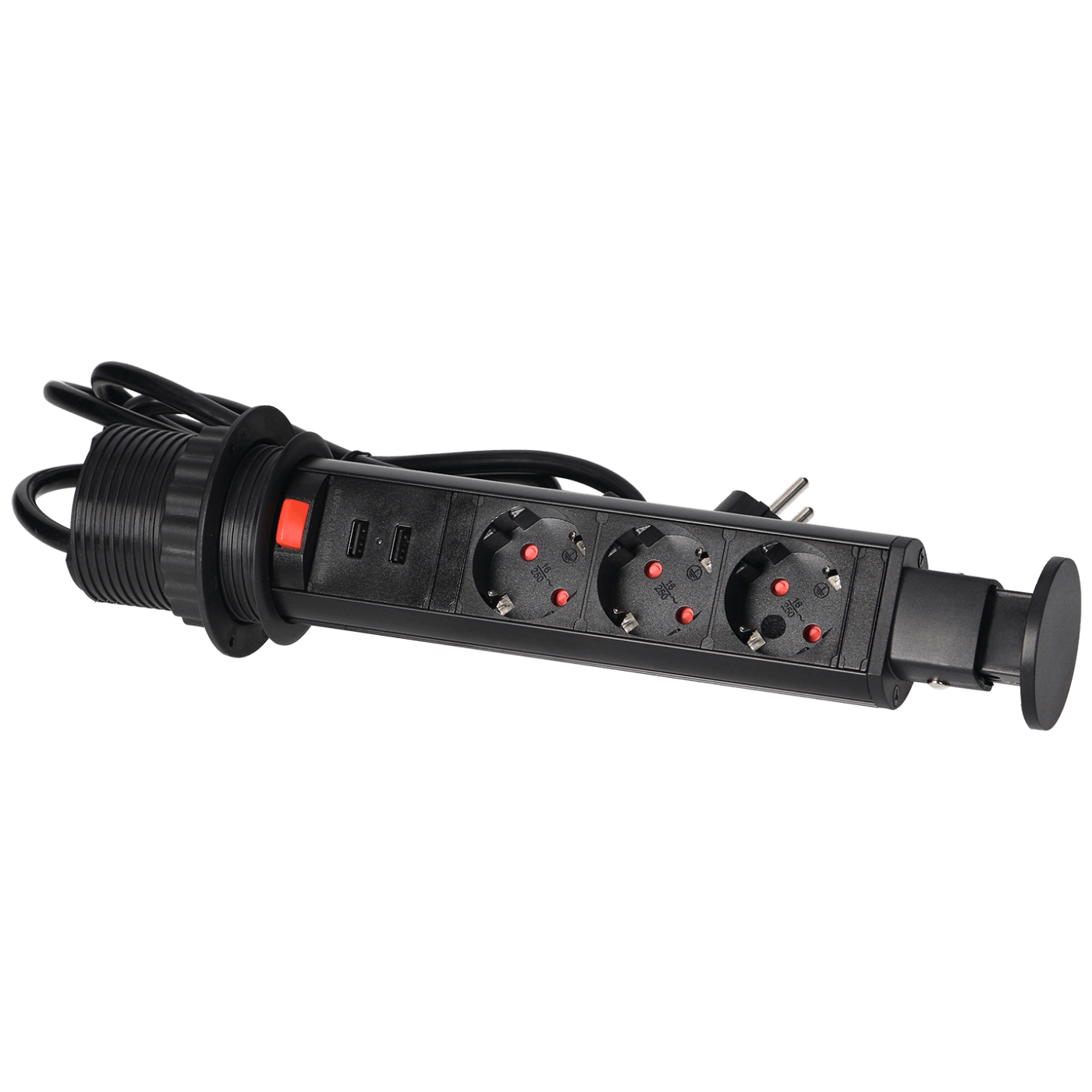 Orno Prodlužovací kabel se 3 x Schuko zásuvkami + 2 x USB, vestavný - OR-AE-1349(GS)/B