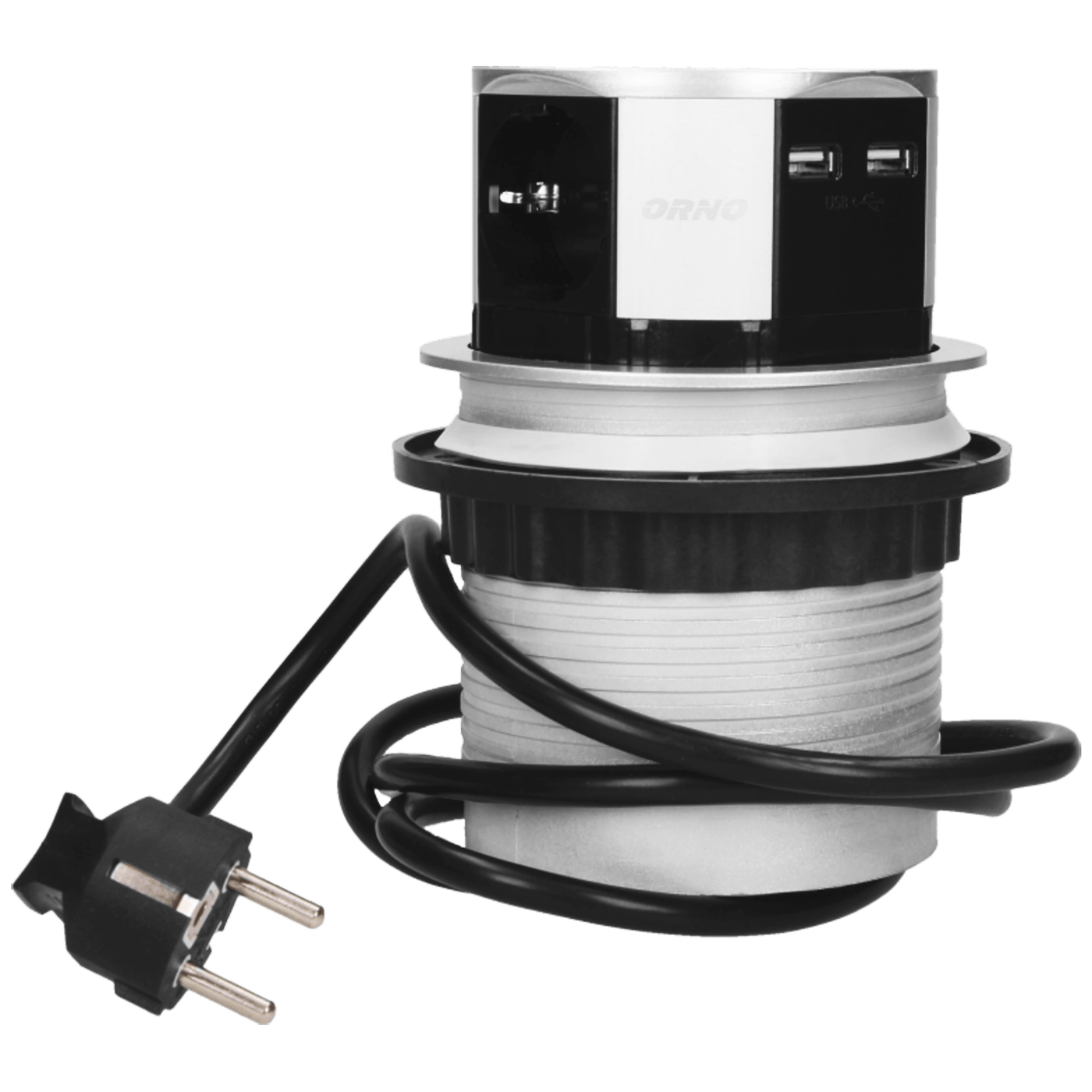 Orno Produžni kabel sa 3 x Schuko utičnice + 2 x USB, ugradbena - OR-AE-1342(GS)