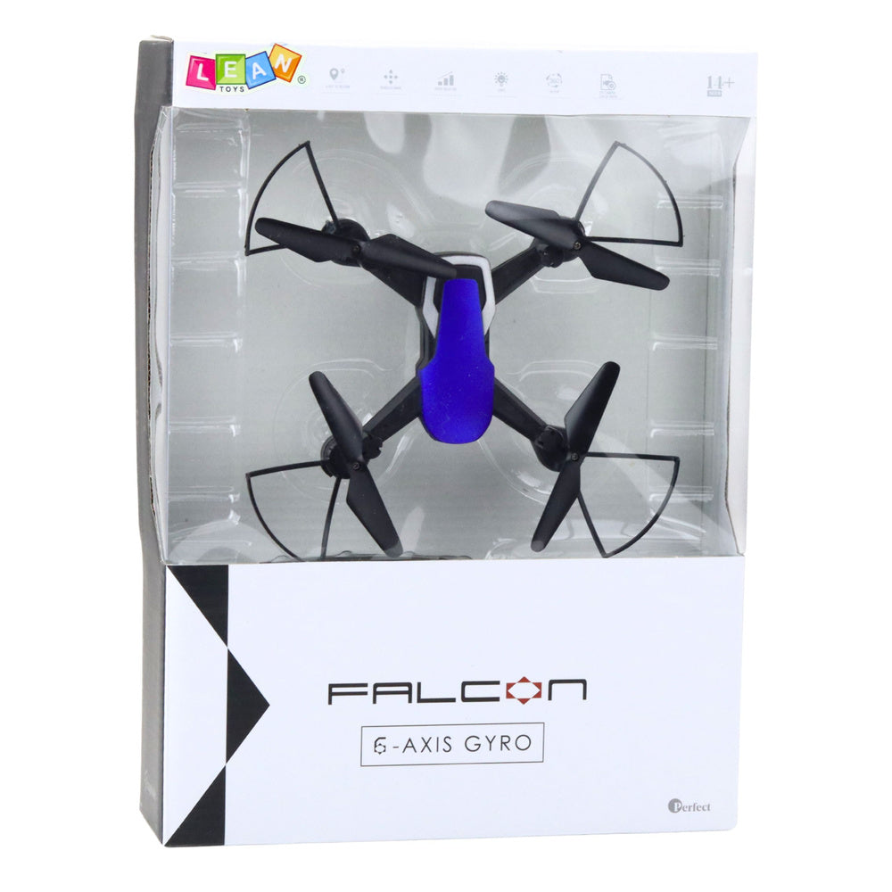 Dron na daljinsko upravljanje Six-Axis Falcon s LED svjetlima - crno/plavi