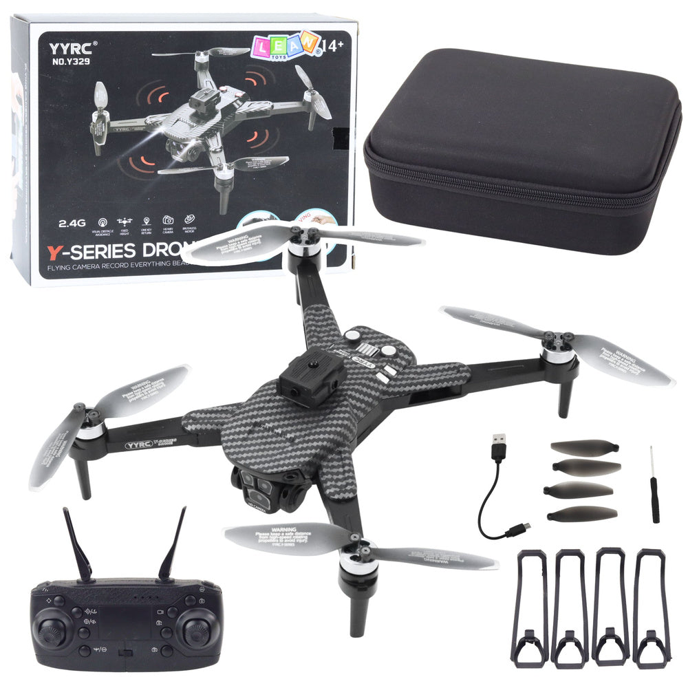 Dron na daljinsko upravljanje Y329, HD kamera, WIFI, LED svjetla, aplikacija - karbon/crna