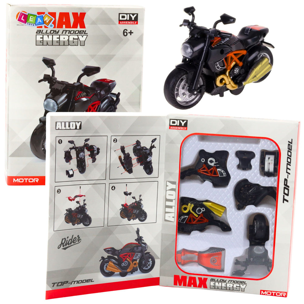 Metalni motor za sastavljanje 1:14 DIY - crno/narančasti