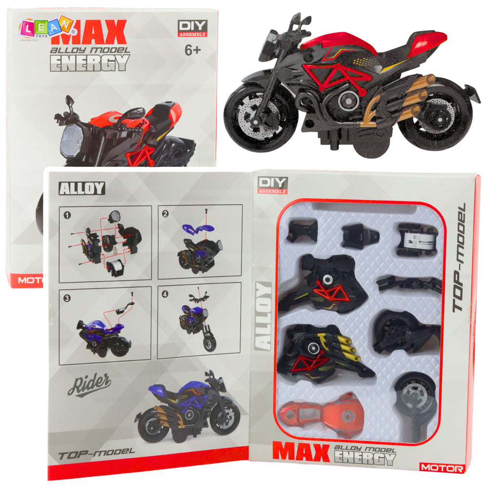 Metalni motor za sastavljanje 1:14 DIY - crno/crveni