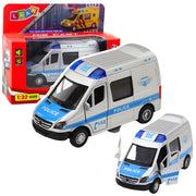 Metalni policijski kombi za igru 1:32 - sivi
