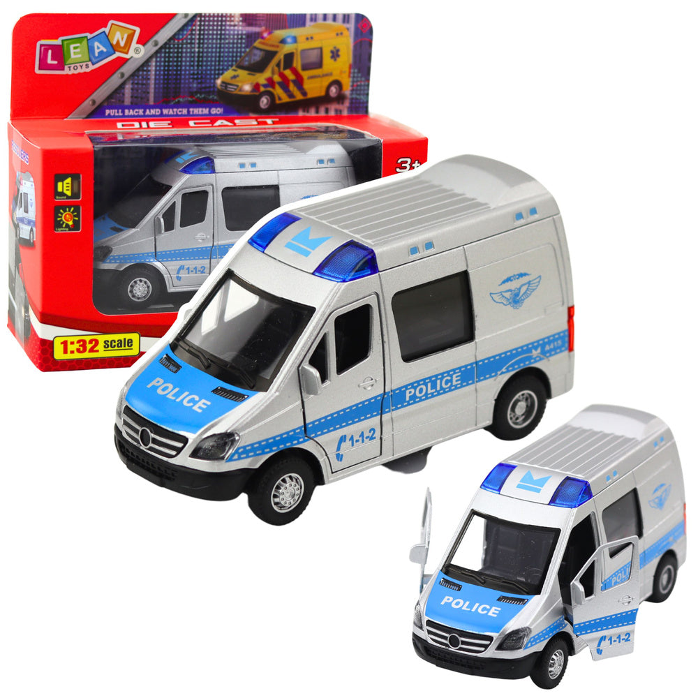 Metalni policijski kombi za igru 1:32 - sivi