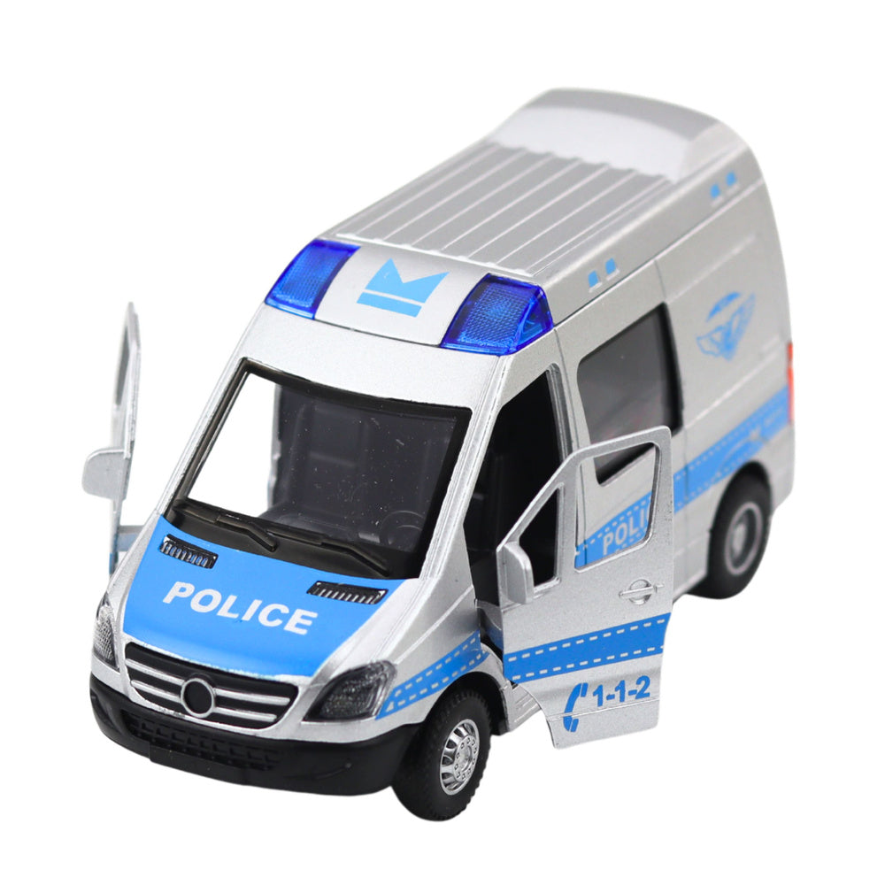 Metalni policijski kombi za igru 1:32 - sivi