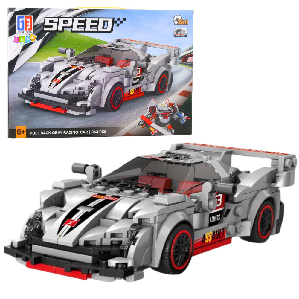 Kockice za slaganje trkaćeg automobila Speed - 363 elemenata - sivi