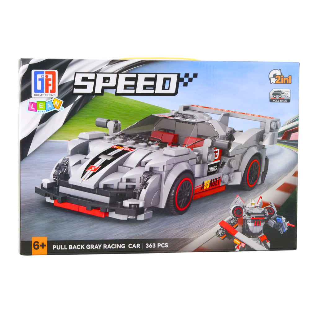 Kockice za slaganje trkaćeg automobila Speed - 363 elemenata - sivi
