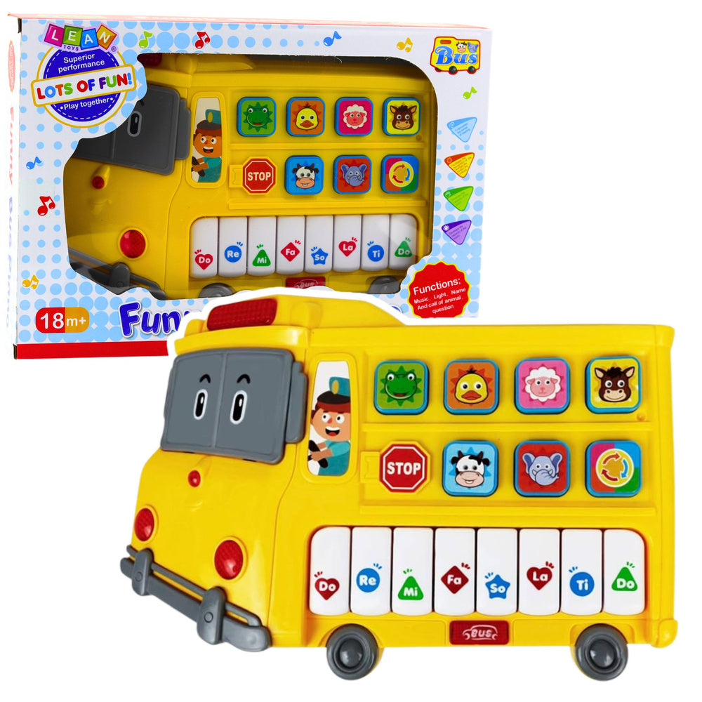 Interaktivni edukativni piano DOREMI u obliku autobusa - žuti