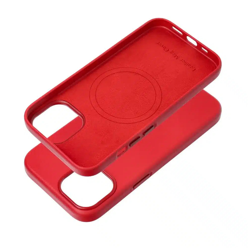 Kožený kryt Mag Cover kompatibilní s MagSafe pro iPhone 15 červený