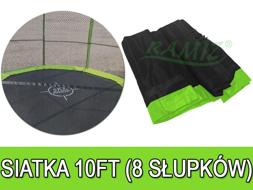 Safety net mesh for trampoline 10FT - 8 poles green