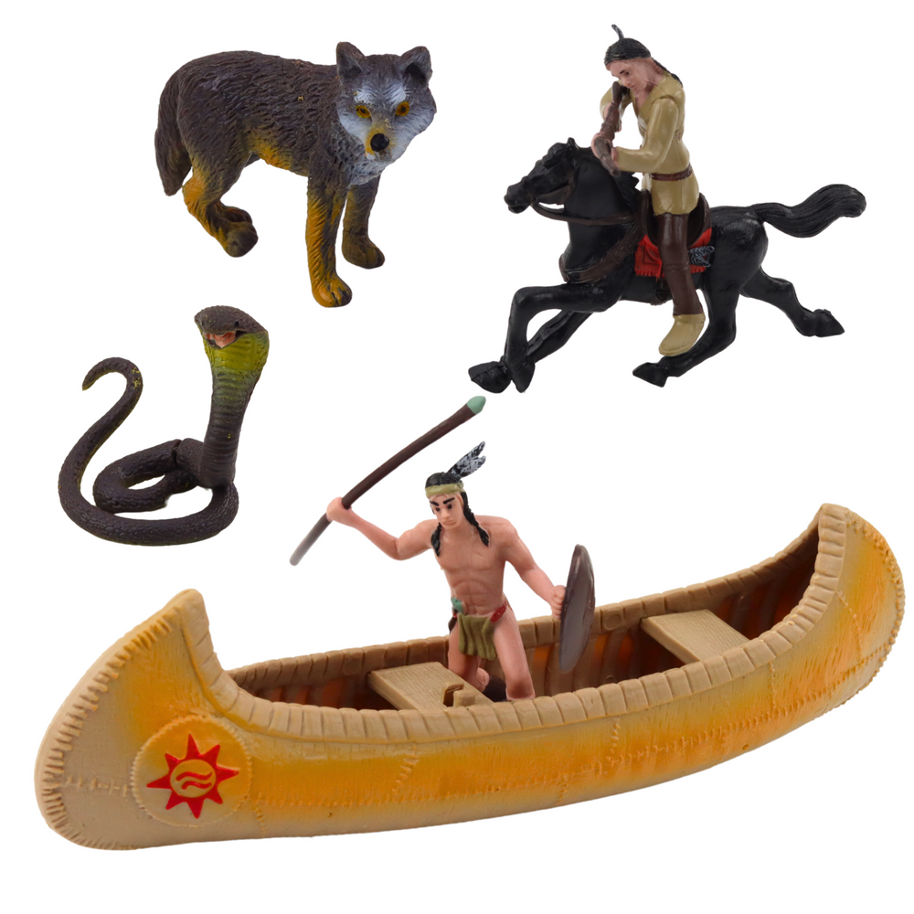 Set figurica sa totemom i indijskim kajakom