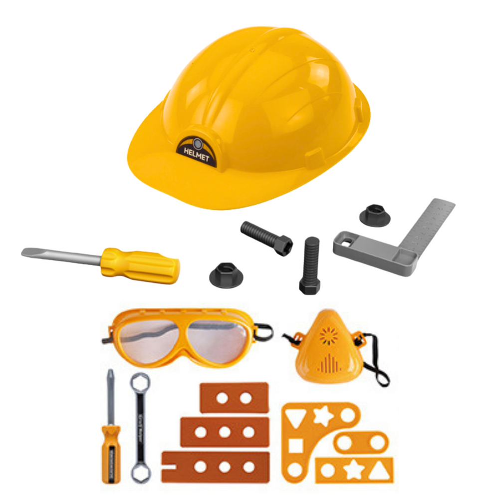 Dječji set alata sa pneumatičnom bušilicom i kacigom Deluxe Tool - 21 element