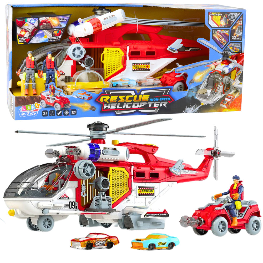 Multifunkcionalni helikopter za spašavanje sa autićima i quadom - crveni