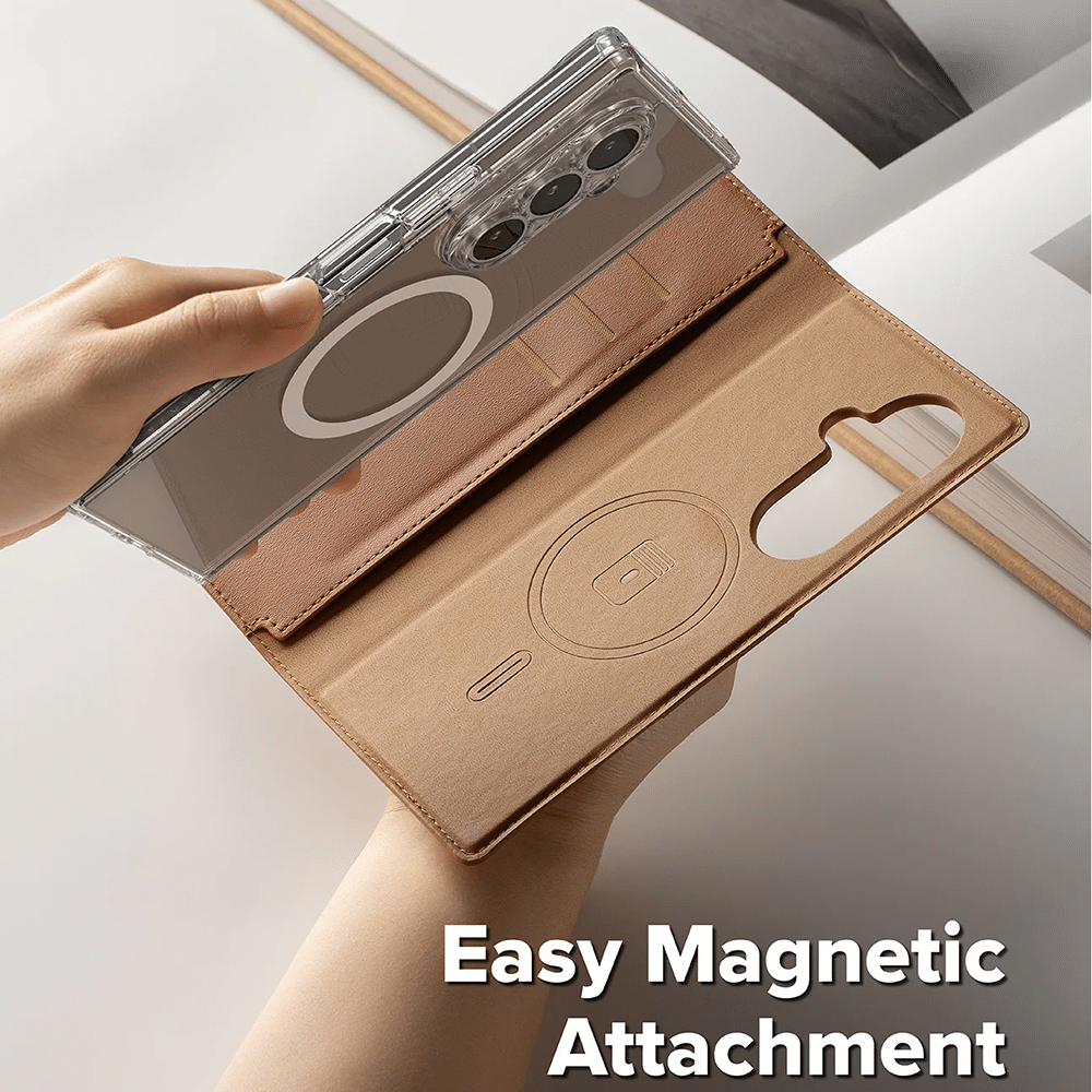 Ringke – Magnetická peněženka Folio Grip pro Samsung Galaxy Z Fold 7 – hnědá