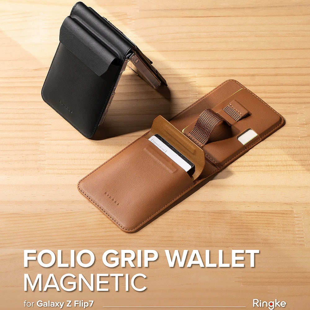 Ringke - Magnetická peněženka Folio Grip pro Samsung Galaxy Z Flip7 - černá