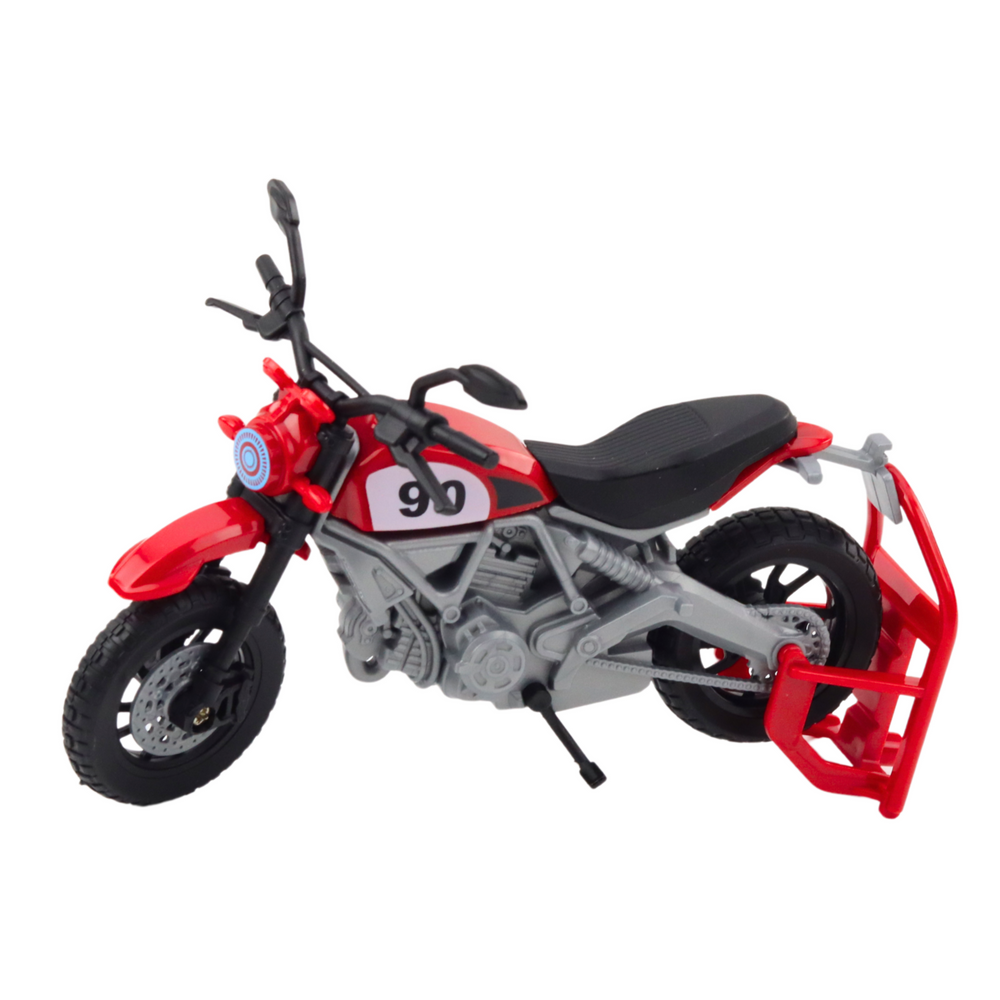 Veliki model kamioneta za igru s motociklom 1:12 - sivo/nacrveni
