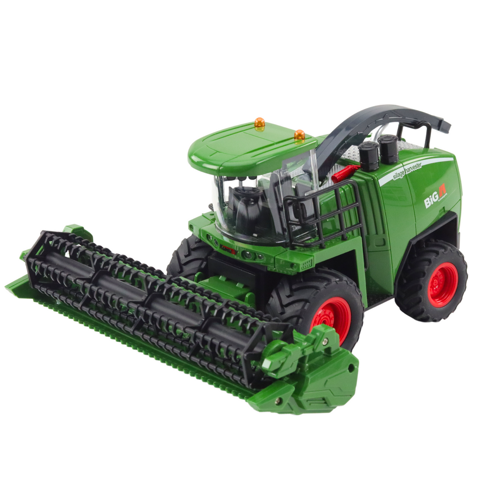 Kombajn na daljinsko upravljanje Harvester sa kombiniranim nastavkom za kukuruz i žito 1:24 - zeleni