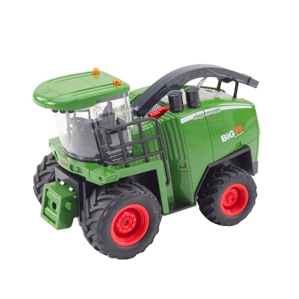 Kombajn na daljinsko upravljanje Harvester sa kombiniranim nastavkom za kukuruz i žito 1:24 - zeleni