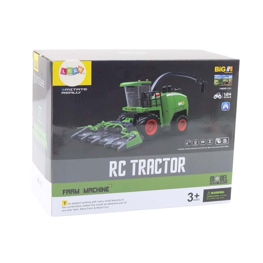 Kombajn na daljinsko upravljanje Harvester sa kombiniranim nastavkom za kukuruz i žito 1:24 - zeleni