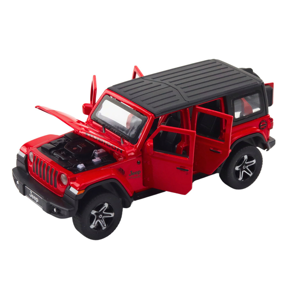 Metalni terenski auto za igru s kamperom 1:32 - crveno/bijeli