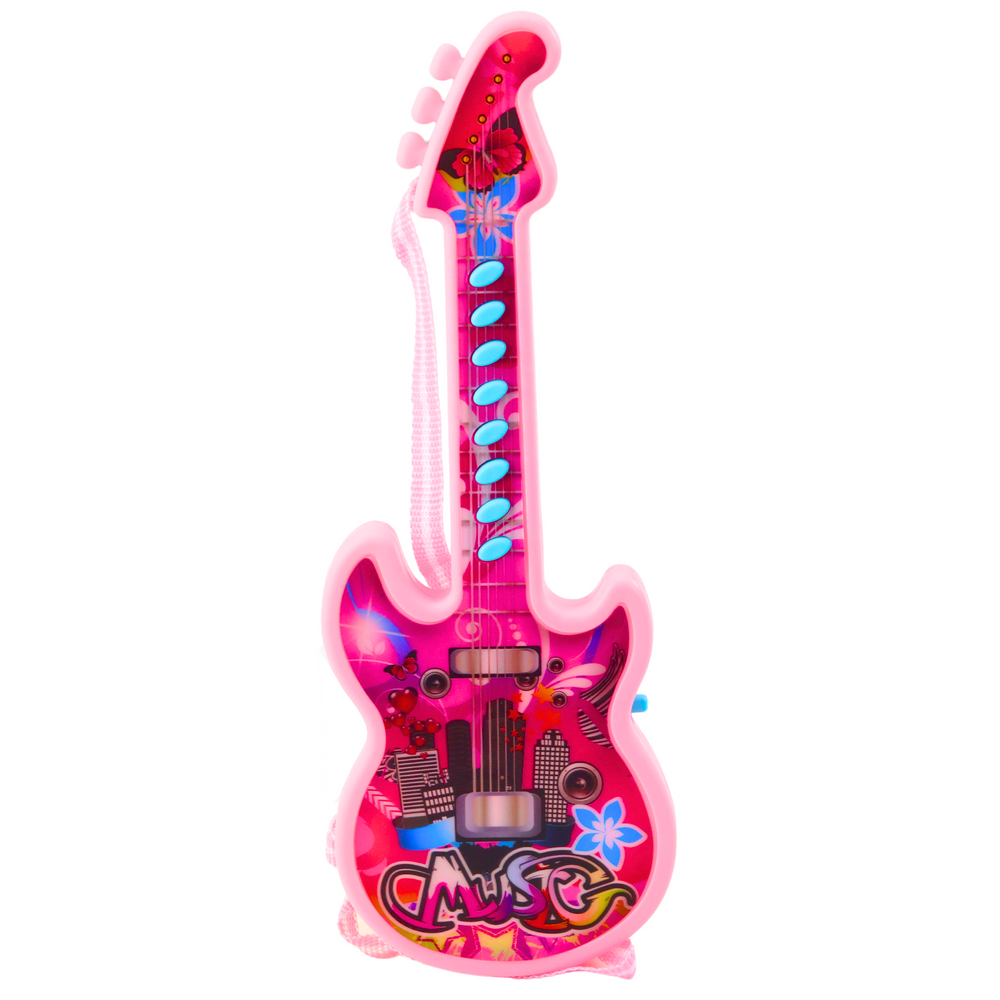 Električna gitara za djecu sa melodijama i solmizacijskim rasponom - roza