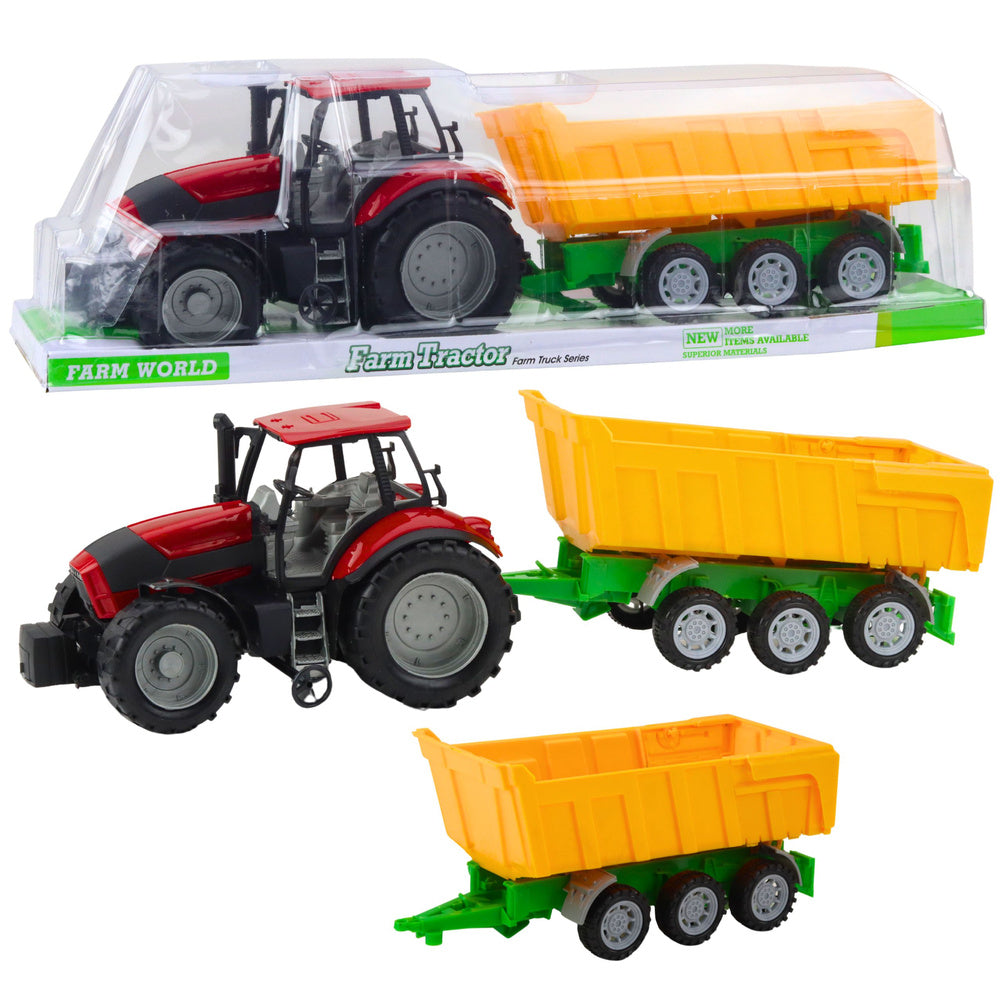 Poljoprivredni traktor s prikolicom 46cm - crveno/žuti