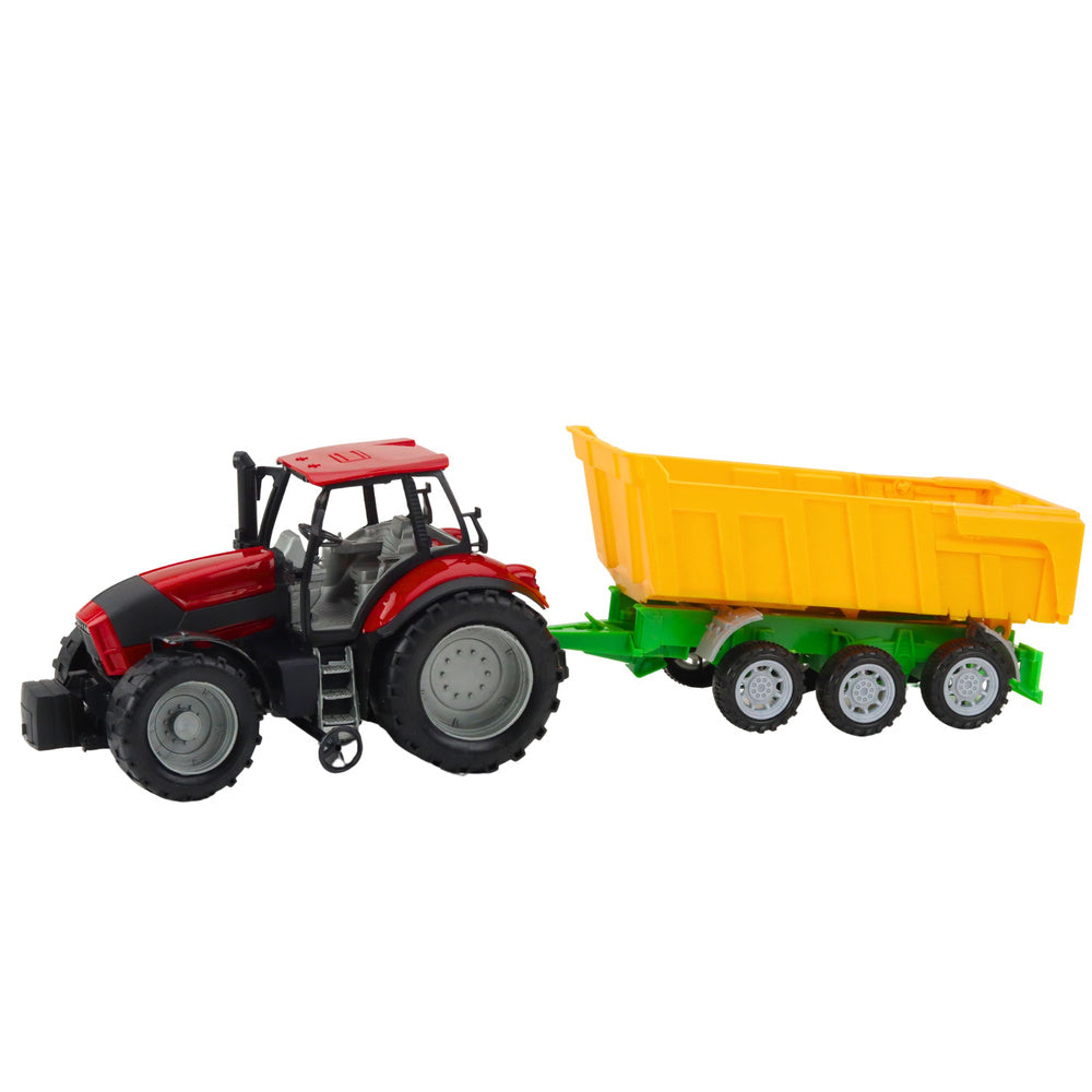 Poljoprivredni traktor s prikolicom 46cm - crveno/žuti