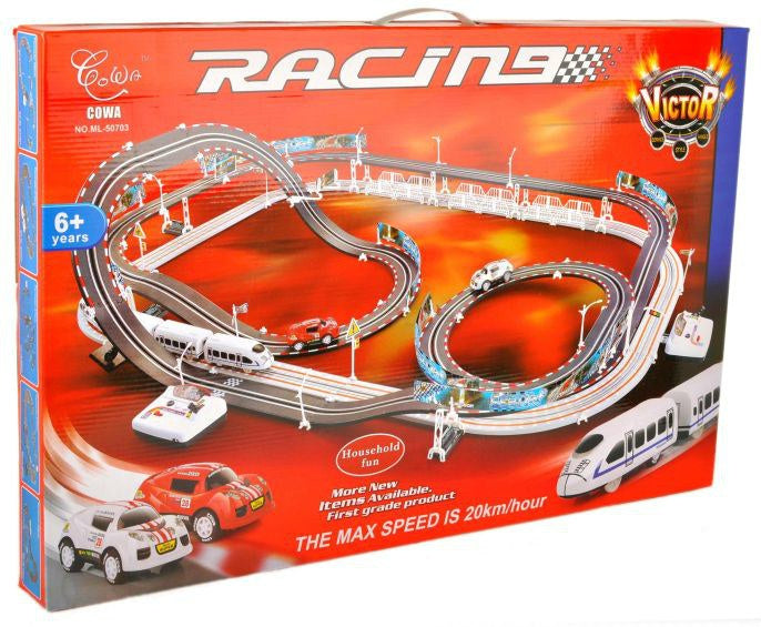 Vlakić i auti na baterije Electric Race 2u1