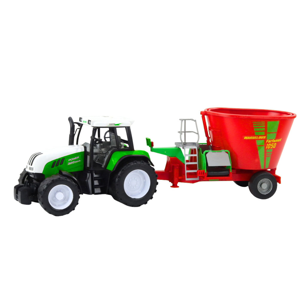 Traktor za igru sa mješalicom za stočnu hranu 50cm - crveno/zelena