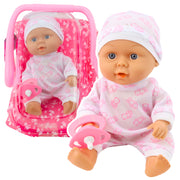 Lutka za igru beba u nosiljci - 22 cm  - roza