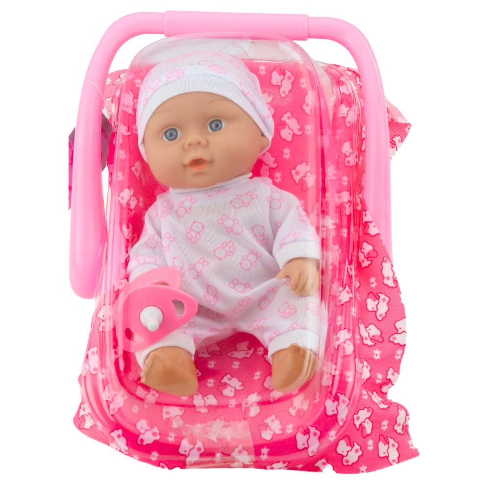 Lutka za igru beba u nosiljci - 22 cm  - roza